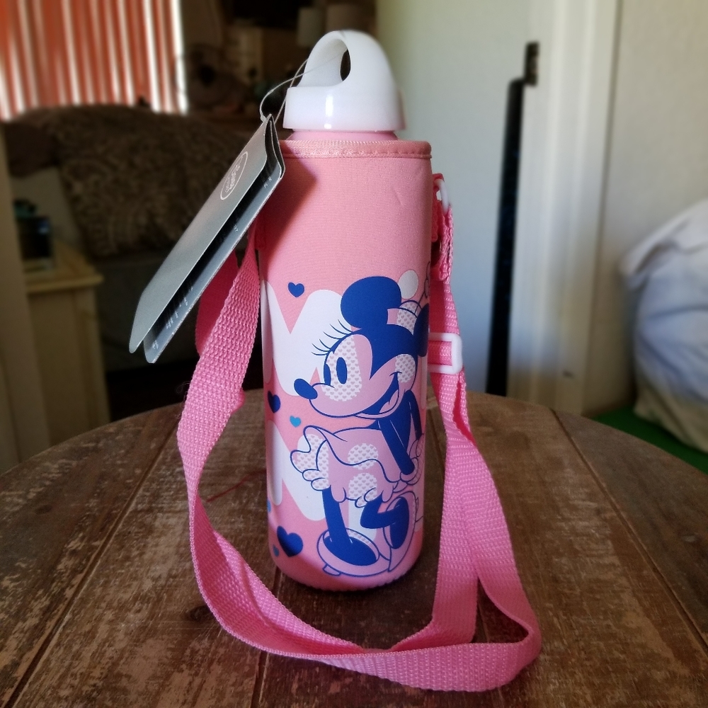 NWT- Minnie Mouse Water Bottle & Carrier